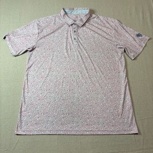 Swannies Co. Mens 2XL Polo Shirt White Dot AOP Performance Golf Stretch Preppy